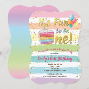 Convite Balão de bolo do 1º primeiro aniversario do Rain