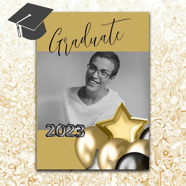 Convite Balão de Caligrafia de Script Dourado Preto para F (Criador carregado)