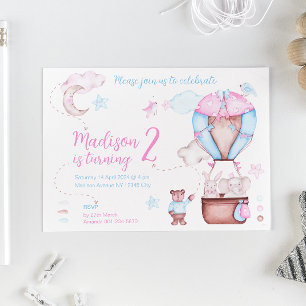 Convite Balão de Dois Animais Cachinhos