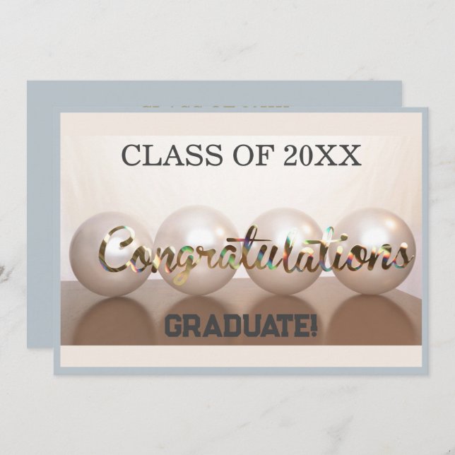 Convite Balão de Graduação de Formandos de Parabéns Pratea (Frente/Verso)