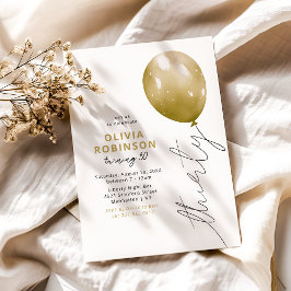 Convite Balão Dourado na Moda para Aniversário de 30 Anos