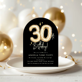 Convite Balão Dourado Trendy Thirty para Festa de 30 Anos