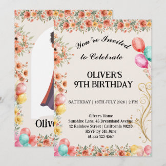 Convite Balão Floral de Aniversário
