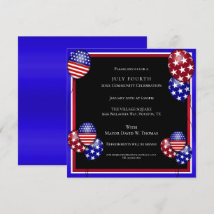 Convite Balão Patriótico Decorado 4 de Julho