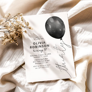 Convite Balão Preto da Moda para Aniversário de 30 anos