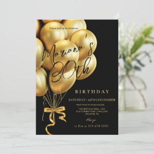Convite Balão preto e dourado Arco Festa de Aniversário
