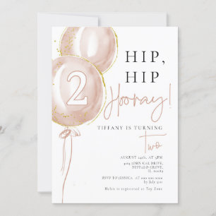 Convite Balão Rosa Segundo Aniversário