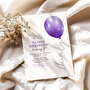 Convite Balão Roxo da Moda Aniversário de 30 anos