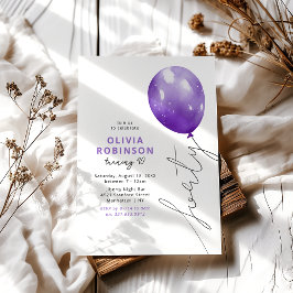 Convite Balão Roxo da Moda para Aniversário de 40 anos