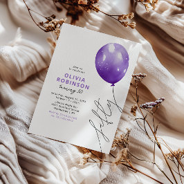 Convite Balão Roxo da Moda para Aniversário de 50 anos