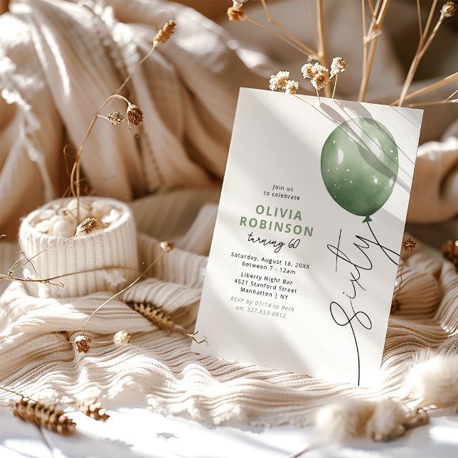 Convite Balão Verde da Moda para Aniversário de 60 anos (Criador carregado)