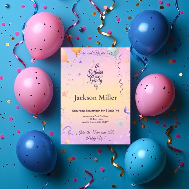 Convite Balão Whimsical Aniversário com a Ocupante (Criador carregado)