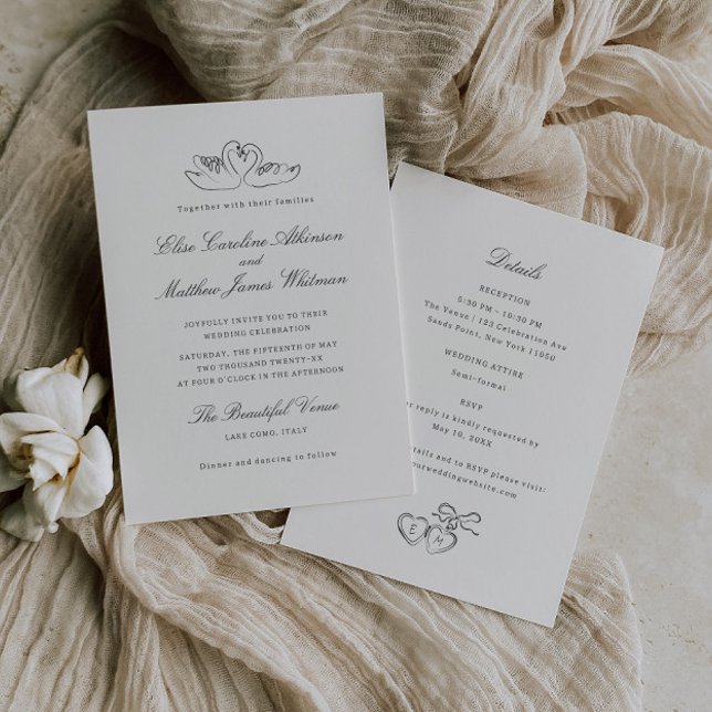 Convite Balas de Cisne Ilustradas Tudo em Um Casamento (Criador carregado)