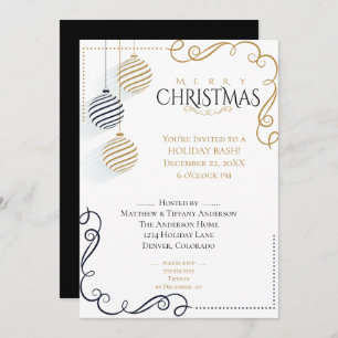 Convite Balas de férias mínimas Douradas e pretas modernas