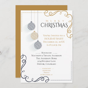 Convite Balas de férias mínimas Douradas e pretas modernas