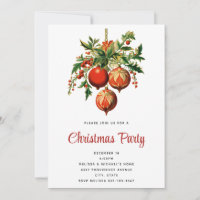 Balas de Natal Vermelhas com Holly Festivo