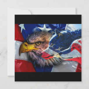 Convite Bald Eagle Wolf American Flag