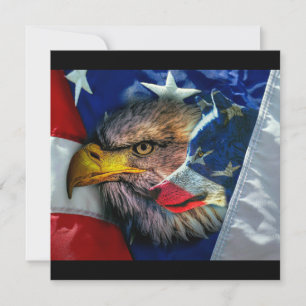 Convite Bald Eagle Wolf American Flag