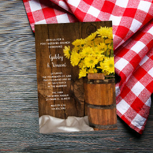 Convite Balde de Madeira Margaridas País Brunch Pós Casame