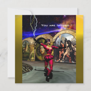 Convite BALÉ ANDROID,Ficha Científica Azul-Amarelo Verme