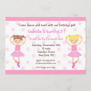 Convite Balé Ballerina Dance BIrthday Invitations