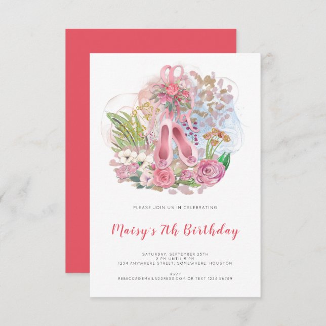 Convite Balé Bombas Florais 7 Rosa (Frente/Verso)