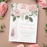 Convite Balé Floral Rosa Bat Mitzvah<br><div class="desc">Este elegante balé Bat Mitzvah convite certamente impressiona! Lindas flores rosa-rosa e calçados com pontas de balé decoram este convite único. Personalize facilmente o seu dia especial!</div>