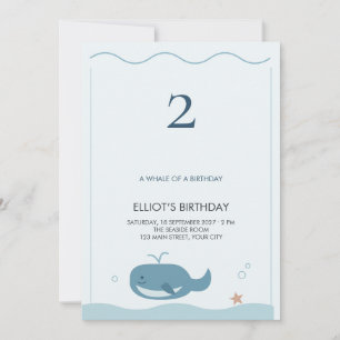 Convite Baleia Azul Oceano Serif Aniversário Infantil