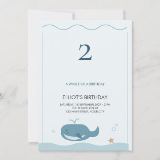 Convite Baleia Azul Oceano Serif Aniversário Infantil