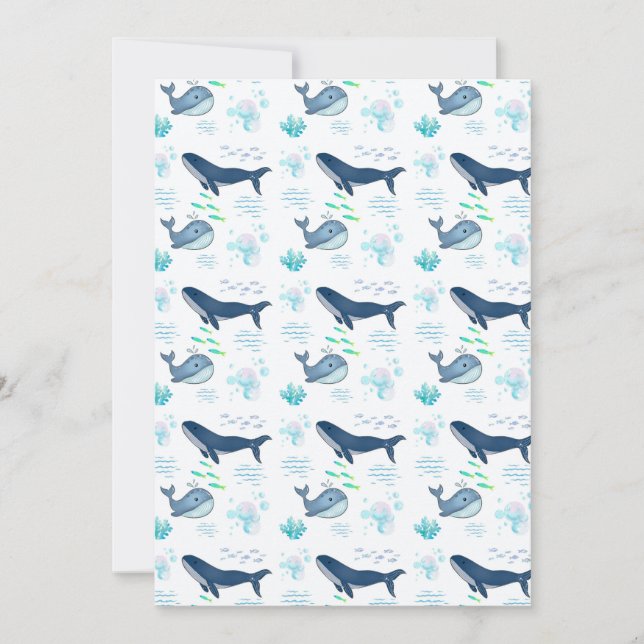 Convite Baleia Azul - Padrão Sem Costura - Animais Marinho (Frente)