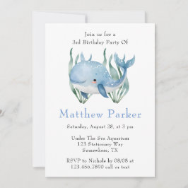 Convite Baleia Azul Sob A Festa de aniversário Do Garoto D