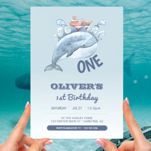 Convite Baleia Azul Um Menino 1º Aniversário