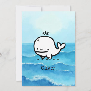 Convite Baleia-Bebê Adorável - Arte da Criatura do Mar de