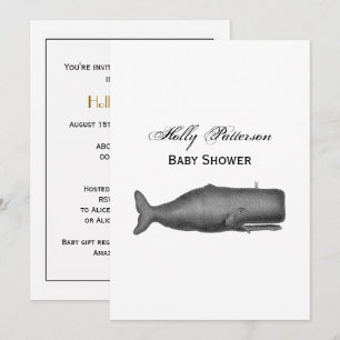 Convite Baleia do século XIX Desenho de Vintage N