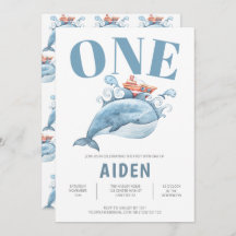 Baleia Festa de aniversário Azul Personalizada