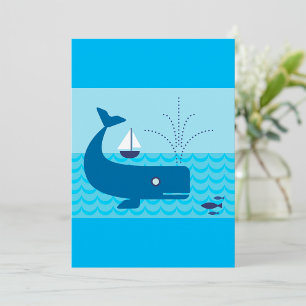 Convite Baleia Náutica e Barco à Vela Mar Azul Oceano