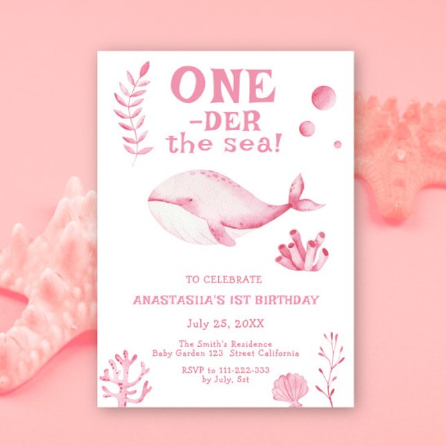 Convite Baleia Rosa Debaixo Do Mar 1º Aniversário  (Criador carregado)