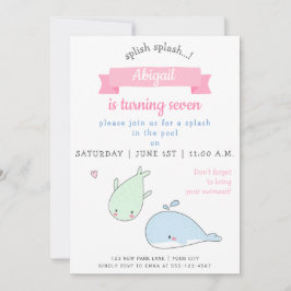 Convite Baleias-Cuecas - Festa de Piscina Aniversário de c