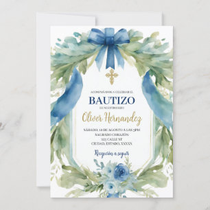 Convite Baletização de fita azul espanhola