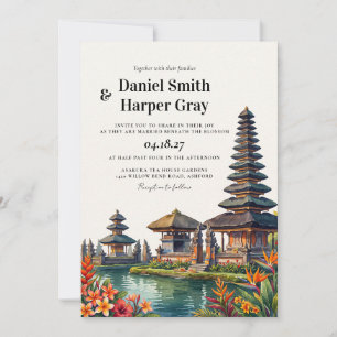 Convite Bali Indonésia Vista Casamento Destino