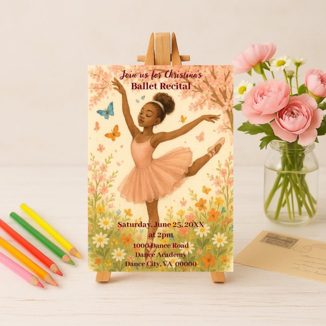 Convite Ballerina Afro-Americana no Bloom Dance Consideran (Criador carregado)