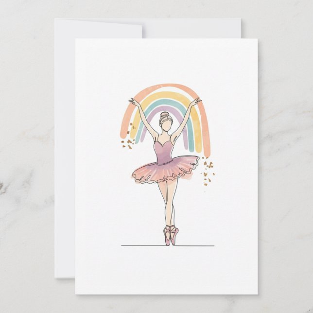 Convite ballerina and rainbow (Frente)
