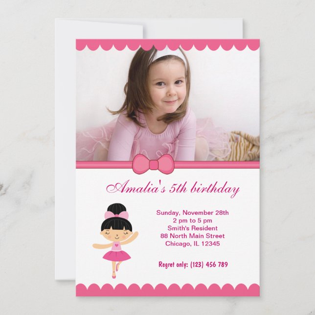 Convite Ballerina Birthday Girl (Frente)