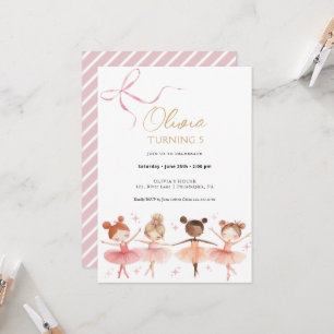 Convite Ballerina Birthday Girly Invitation