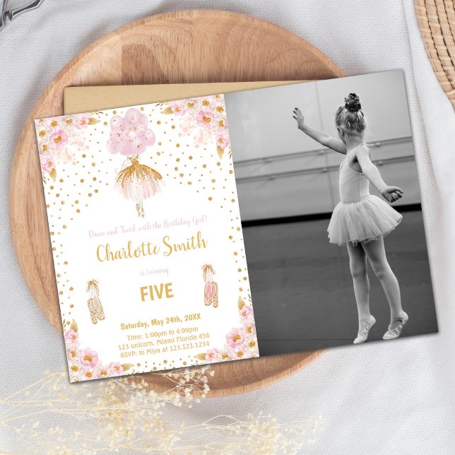 Convite Ballerina Birthday Invitations with photo (Ballerina Birthday Invitations with photo)
