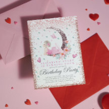 Ballerina Birthday Moon Pastel Rosa Glitter