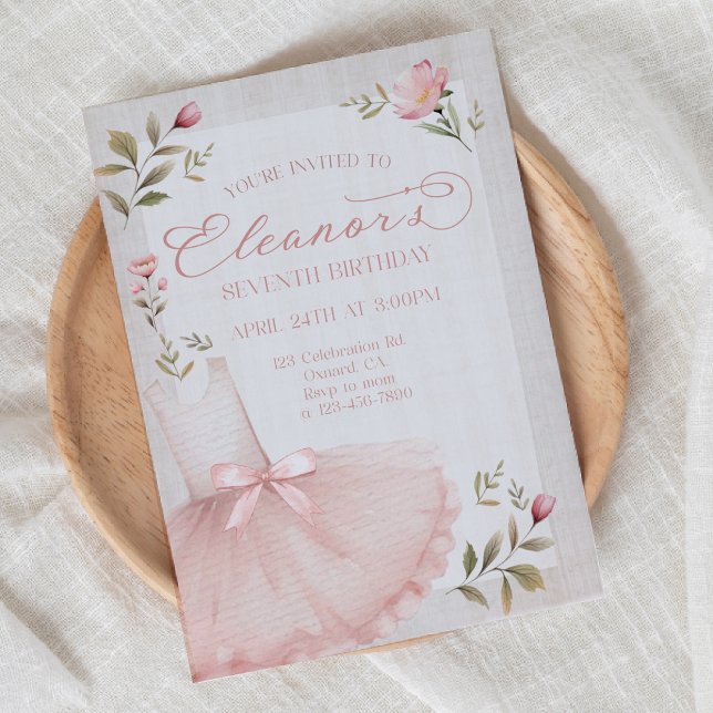 Convite Ballerina Birthday, Tutu, Pink Tutu, Rapariga Aniv (Criador carregado)