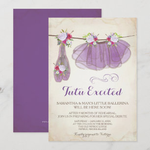 Convite Ballerina Chá de fraldas Invitation Girl, Roxo