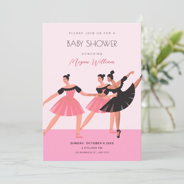 Convite Ballerina dance baby shwoer (Em pé/Frente)