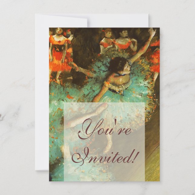 Convite Ballerina Dance Green Dancer Edger Degas Painting (Frente)